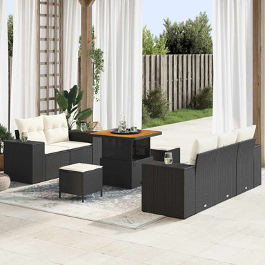 Tuin Sofa Set 8 st 8-Aantal zitplaatsen Zwart en Crème