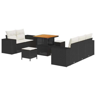 Tuin Sofa Set 8 st 8-Aantal zitplaatsen Zwart en Crème