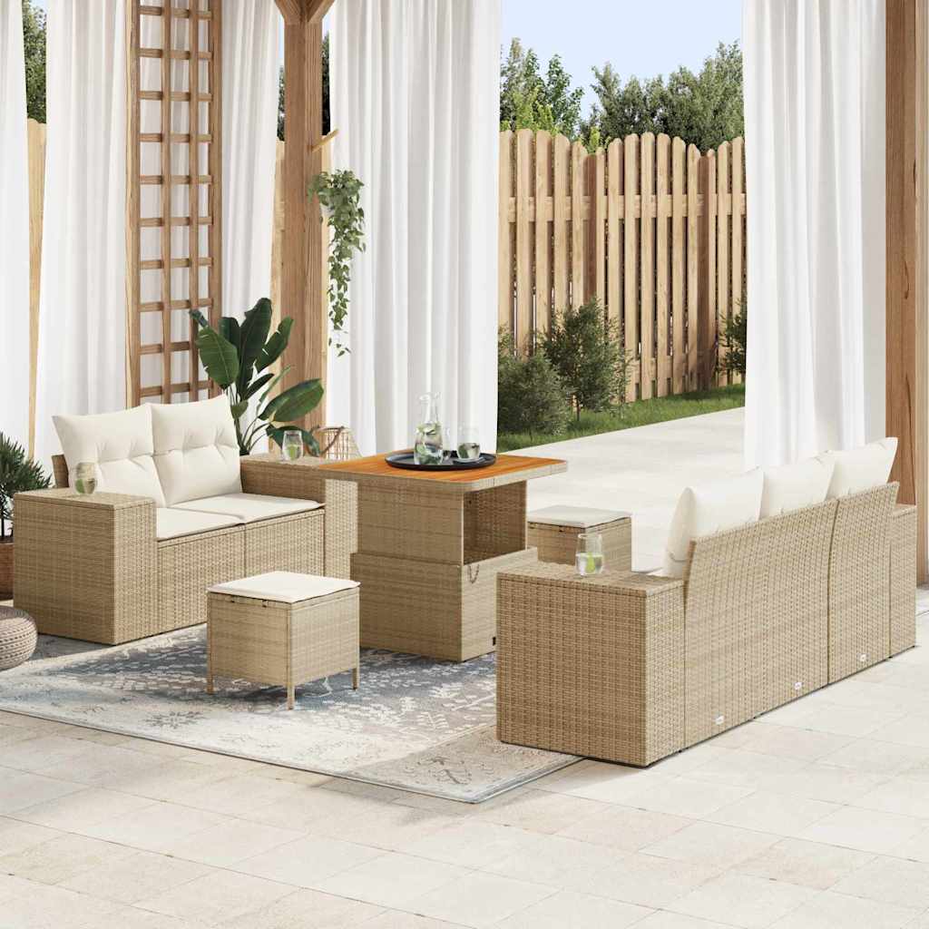 Tuin Sofa Set 8 st 8-Aantal zitplaatsen Beige en Crème