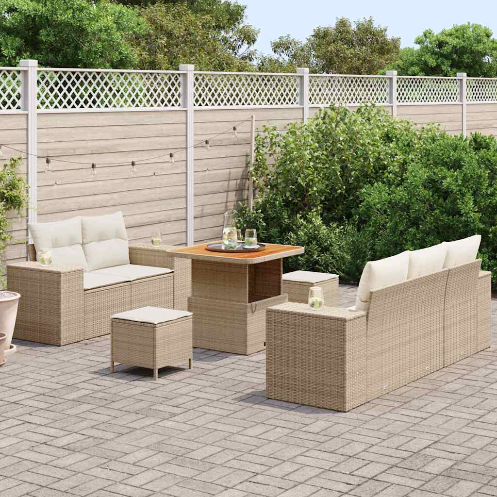 Tuin Sofa Set 8 st 8-Aantal zitplaatsen Beige en Crème