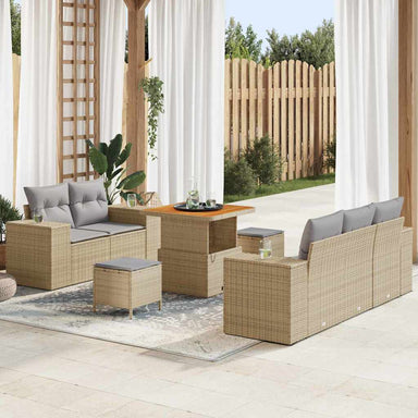 Tuin Sofa Set 8 st 8-Aantal zitplaatsen Beige en Licht Grijs