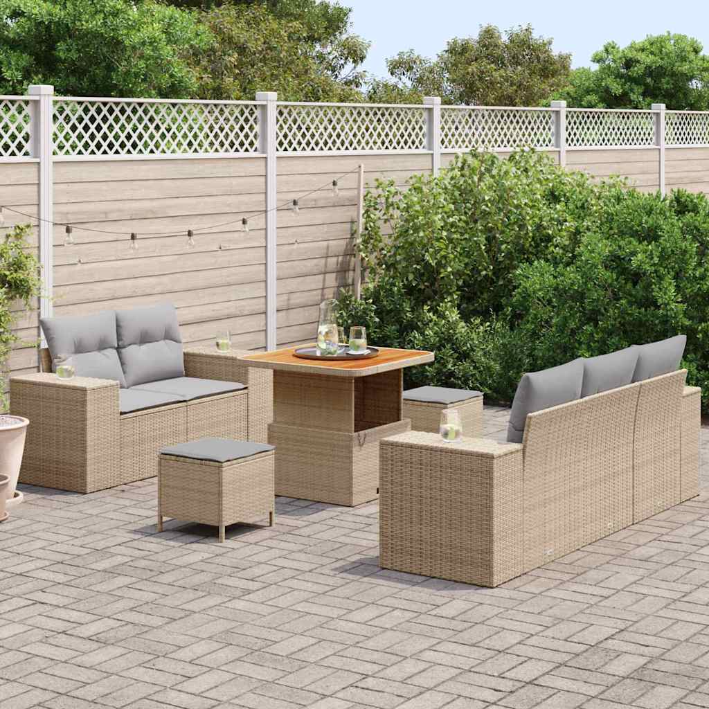 Tuin Sofa Set 8 st 8-Aantal zitplaatsen Beige en Licht Grijs