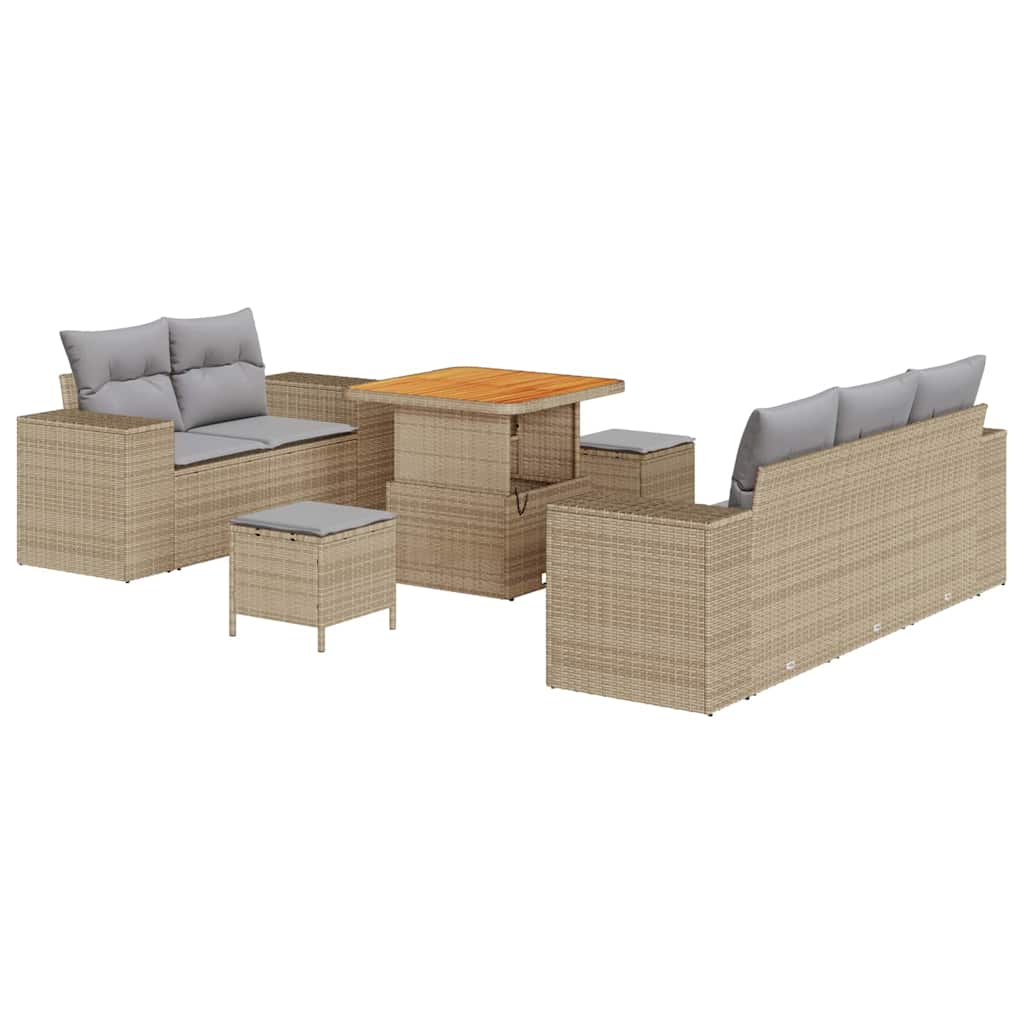 Tuin Sofa Set 8 st 8-Aantal zitplaatsen Beige en Licht Grijs