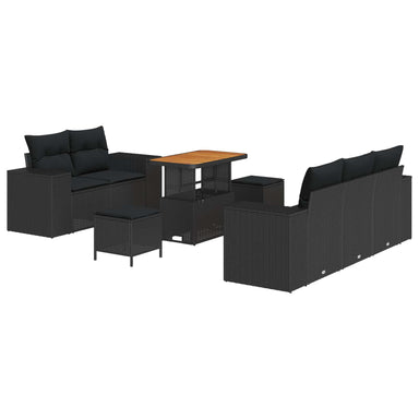 Tuin Sofa Set 8 st 8-Aantal zitplaatsen Zwart Poly Rattan