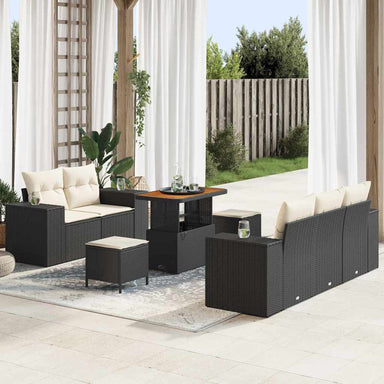 Tuin Sofa Set 8 st 8-Aantal zitplaatsen Zwart en Crème