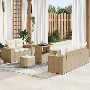 Tuin Sofa Set 8 st 8-Aantal zitplaatsen Beige en Crème