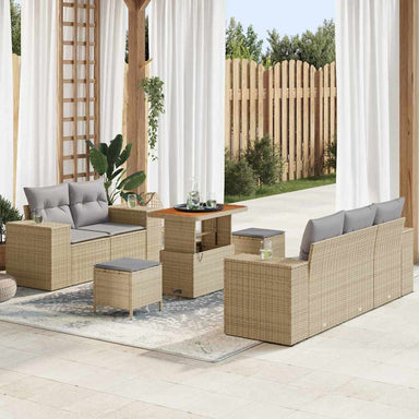 Tuin Sofa Set 8 st 8-Aantal zitplaatsen Beige en Licht Grijs