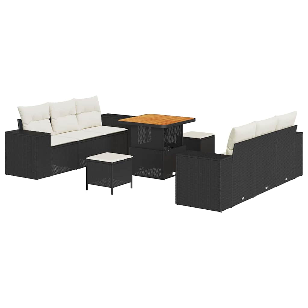 Tuin Sofa Set Zwart en Crème 221 x 204 x 85 cm Poly Rattan