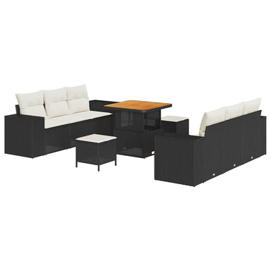 Tuin Sofa Set Zwart en Crème 221 x 204 x 85 cm Poly Rattan