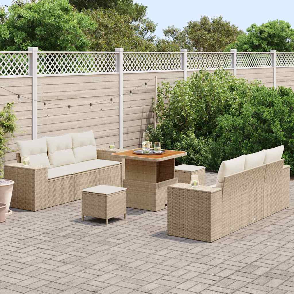 Tuin Sofa Set Beige en Crème Poly Rattan