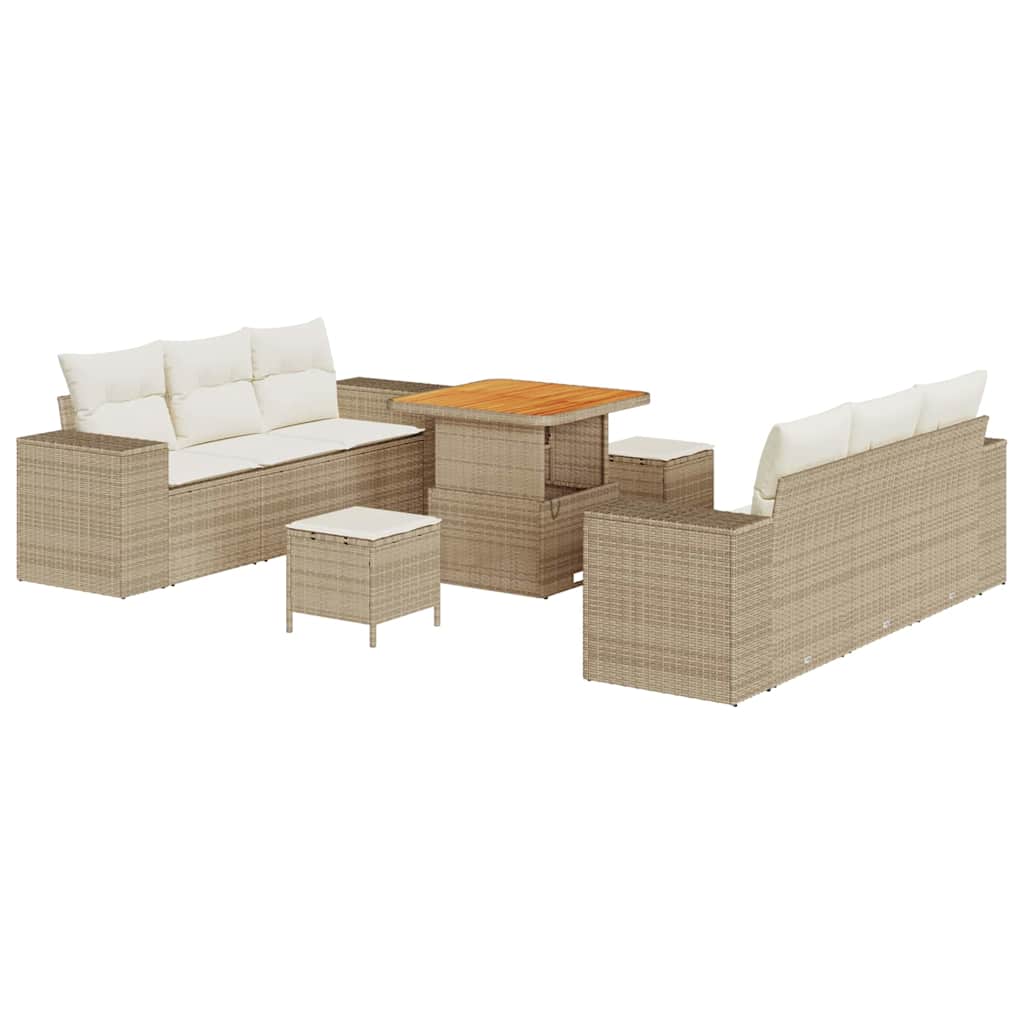 Tuin Sofa Set Beige en Crème Poly Rattan