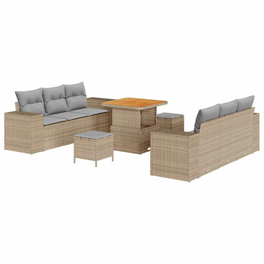 Tuin Sofa Set met kussen Beige en Licht Grijs 221 x 204 x 85 cm