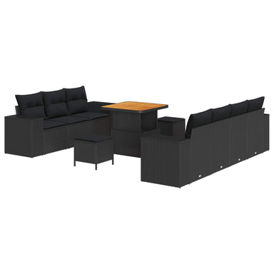 Tuin Sofa Set 10 st 9-Aantal zitplaatsen Zwart Poly Rattan