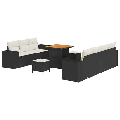 Tuin Sofa Set 10 st 9-Aantal zitplaatsen Zwart en Crème
