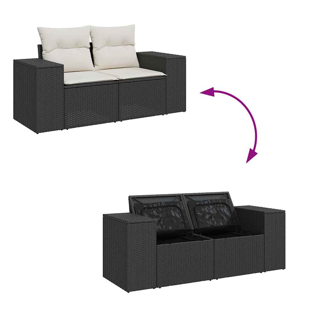 Tuin Sofa Set 10 st 9-Aantal zitplaatsen Zwart en Crème
