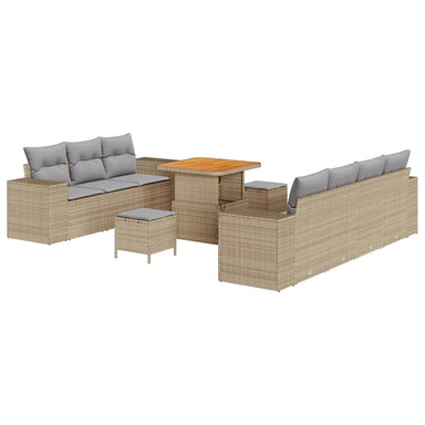 Tuin Sofa Set 10 st 9-Aantal zitplaatsen Beige en Licht Grijs