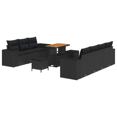 Tuin Sofa Set 10 st 9-Aantal zitplaatsen Zwart Poly Rattan
