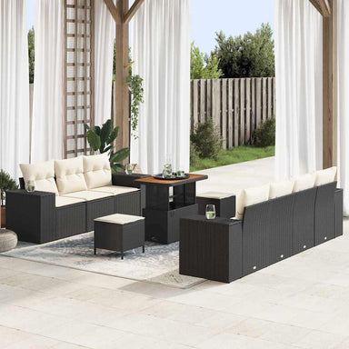 Tuin Sofa Set 10 st 9-Aantal zitplaatsen Zwart en Crème
