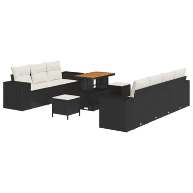 Tuin Sofa Set 10 st 9-Aantal zitplaatsen Zwart en Crème