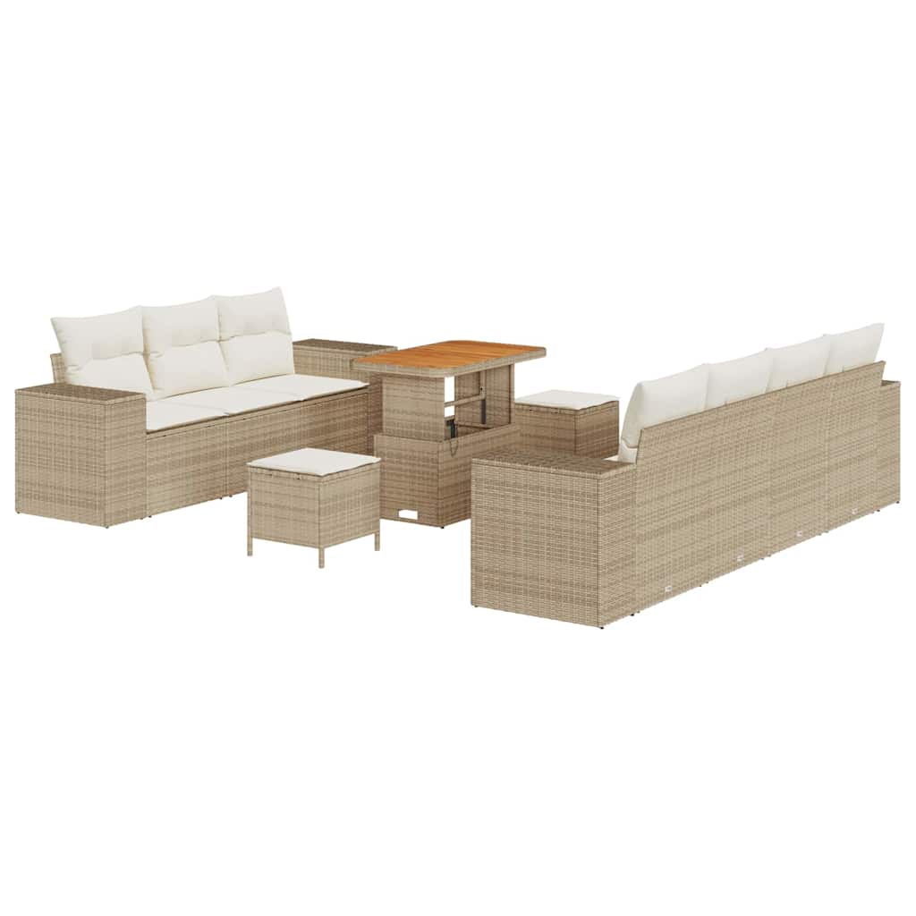 Tuin Sofa Set 10 st 9-Aantal zitplaatsen Beige en Crème