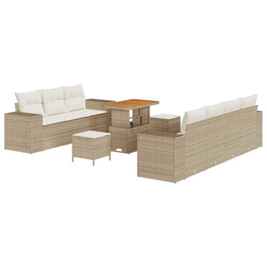Tuin Sofa Set 10 st 9-Aantal zitplaatsen Beige en Crème