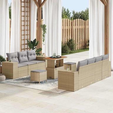 Tuin Sofa Set 10 st 9-Aantal zitplaatsen Beige en Licht Grijs