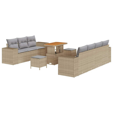 Tuin Sofa Set 10 st 9-Aantal zitplaatsen Beige en Licht Grijs
