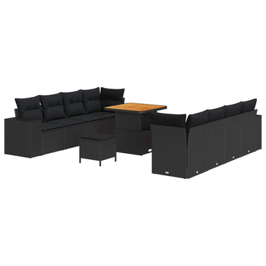 Tuin Sofa Set met kussen met opslag 11 pcs Zwart poly rattan