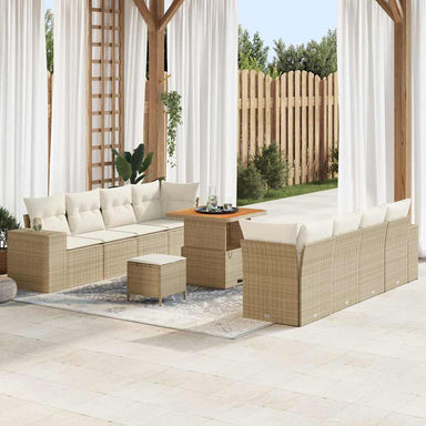 Tuin Sofa Set met kussen 11 pcs Beige en Crème poly rattan