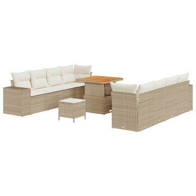 Tuin Sofa Set met kussen 11 pcs Beige en Crème poly rattan
