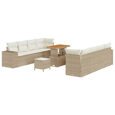 Tuin Sofa Set met kussen 11 pcs Beige en Crème poly rattan