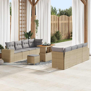 Tuin Sofa Set 11 pcs Beige en Licht Grijs poly rattan