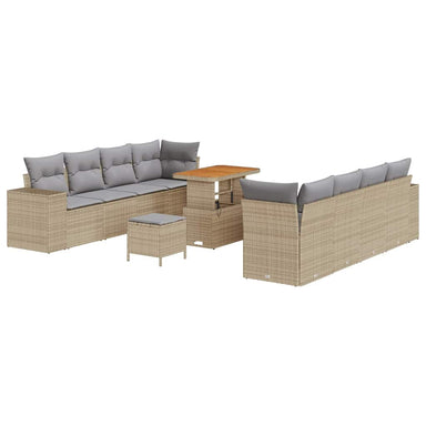 Tuin Sofa Set 11 pcs Beige en Licht Grijs poly rattan