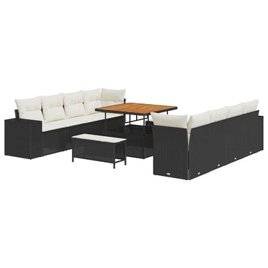 Tuin Sofa Set met kussen 11 pcs Zwart en Crème poly rattan