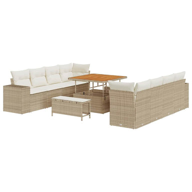 Tuin Sofa Set met kussen 11 pcs Beige en Crème poly rattan