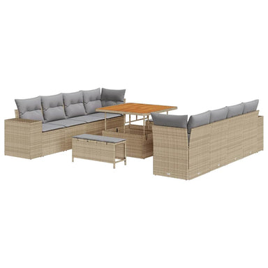 Tuin Sofa Set 11 pcs Beige en Licht Grijs poly rattan