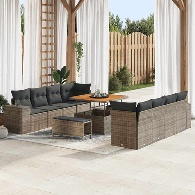 Tuin Sofa Set met kussen met opslag 11 pcs Grijs poly rattan