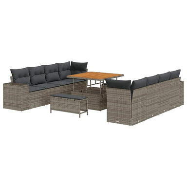 Tuin Sofa Set met kussen met opslag 11 pcs Grijs poly rattan