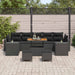 Tuin Sofa Set 10 st 9-Aantal zitplaatsen Zwart poly rattan