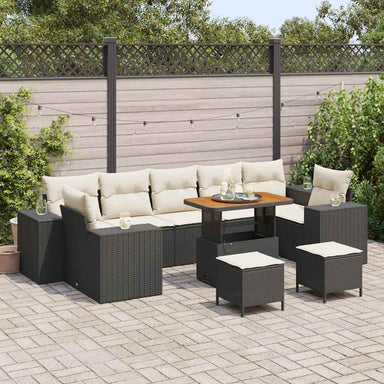 Tuin Sofa Set 10 st 9-Aantal zitplaatsen Zwart en Crème