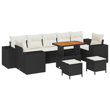 Tuin Sofa Set 10 st 9-Aantal zitplaatsen Zwart en Crème
