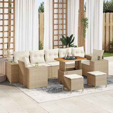 Tuin Sofa Set 10 st 9-Aantal zitplaatsen Beige en Crème