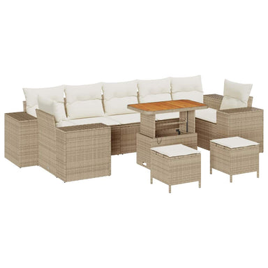 Tuin Sofa Set 10 st 9-Aantal zitplaatsen Beige en Crème