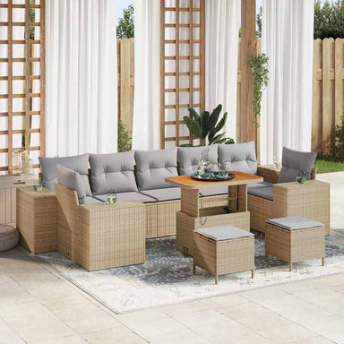 Tuin Sofa Set 10 st 9-Aantal zitplaatsen Beige en Licht Grijs