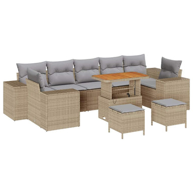 Tuin Sofa Set 10 st 9-Aantal zitplaatsen Beige en Licht Grijs