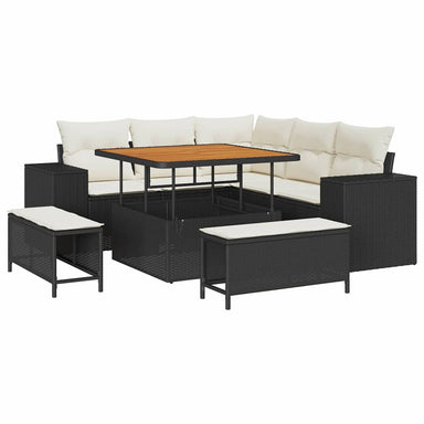 Tuin Sofa Set 8 st 7-Aantal zitplaatsen Zwart en Crème