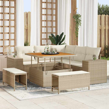 Tuin Sofa Set met kussen 8 pcs Beige en Crème poly rattan