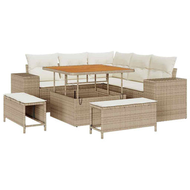 Tuin Sofa Set met kussen 8 pcs Beige en Crème poly rattan