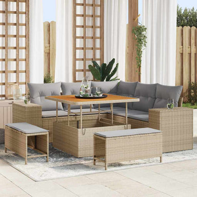 Tuin Sofa Set 8 st 7-Aantal zitplaatsen Beige en Licht Grijs