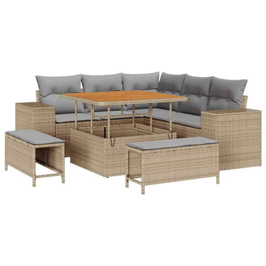 Tuin Sofa Set 8 st 7-Aantal zitplaatsen Beige en Licht Grijs